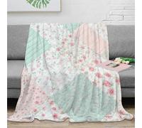 CTJQHVKZ 3D Imprimé Patchwork Quilt Plaid Microfibre Chaud Literie Floral Vintage Couverture de Lit Anti-Bouloche Antistatique pour Propriétaires Locataires Adultes 70×80inch(180x200cm)