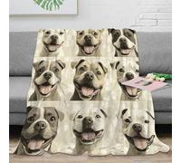 CTJQHVKZ 3D Imprimé Pitbull Portraits Plaid de Voyage Microfibre Dessin animé Animal Art Couverture de Lit Respirante Toutes Saisons pour Adultes Enfants Couples 70×80inch(180x200cm)