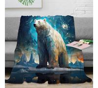 CTJQHVKZ 3D Imprimé Polar Bear Standing Couverture Microfibre Ultra Douce Literie numérique Art Plaid Chaud Toutes Saisons Lavable en Machine pour Familles Enfants Invités 70×80inch(180x200cm)