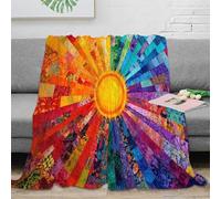 CTJQHVKZ 3D Imprimé Quilt Design Jeté de Lit Microfibre Literie Vif Patchwork Couverture Lavable en Machine Inaltérable pour Familles Jeunes Voyageurs 70×80inch(180x200cm)