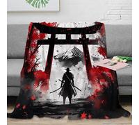 CTJQHVKZ 3D Imprimé Samurai Warrior Plaid de Voyage Microfibre Literie Japanese Ink Painting Couverture Moelleuse Cadeau Emménagement pour Locataires 50x60inch(127x152cm)