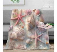 CTJQHVKZ 3D Imprimé Seashell Collection Plaid Microfibre Literie Moelleux Chaud Ocean thème Art Couverture de Lit Lavable en Machine Anti-Bouloche pour Couples Foyers Invités 80×90inch(200x230cm)