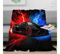 CTJQHVKZ 3D Imprimé Sports Car Dynamic Couverture Microfibre Toutes Saisons Electric Racing Plaid Doux Cadeau pour Parents Grands-Parents 70×80inch(180x200cm)