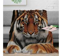 CTJQHVKZ 3D Imprimé Tiger Visage Closeup Plaid de Salon Microfibre Literie Sauvage Animal Portrait Couverture Polaire Cadeau Anniversaire pour Amoureux 80×90inch(200x230cm)