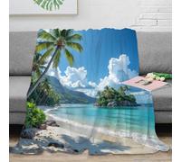 CTJQHVKZ 3D Imprimé Tropical Beach Couverture de Lit Microfibre Toutes Saisons Paradise Island scène Plaid de Voyage Compact pour Étudiants Campeurs Jeunes 40x50inch(100x130cm)