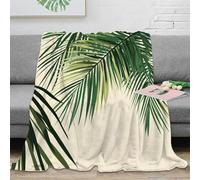 CTJQHVKZ 3D Imprimé Tropical Leaves Jeté de Lit Microfibre Chaud Modern Botanical Art Plaid de Salon Légère pour Jeunes Salariés Colocataires 80×90inch(200x230cm)