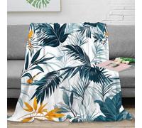 CTJQHVKZ 3D Imprimé Tropical Leaves Jeté de Lit Microfibre Literie Modern Botanical Motif Couverture de Voyage Cadeau pour Campeurs Voyageurs 70×80inch(180x200cm)