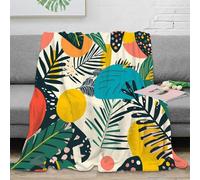 CTJQHVKZ 3D Imprimé TropicalLeafPattern Jeté de Lit Microfibre Literie ModernGraphicDesign Plaid de Salon Légère Antistatique pour Voyageurs Familles Invités 70×80inch(180x200cm)