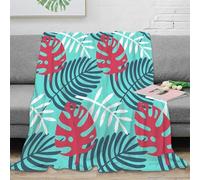 CTJQHVKZ 3D Imprimé TropicalLeafPattern Plaid Microfibre Respirant Literie ModernGraphicStyle Couverture Chaude pour Jeunes Salariés Voyageurs 70×80inch(180x200cm)