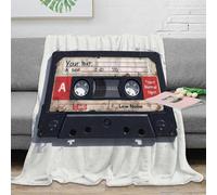 CTJQHVKZ 3D Imprimé Vintage Cassette Tape Plaid de Voyage Microfibre Literie Retro Audio Design Jeté de Salon Inaltérable pour Colocataires Jeunes Adultes 80×90inch(200x230cm)