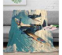 CTJQHVKZ 3D Imprimé Vintage Fighter Planes Jeté de Lit Microfibre Chaud War Aviation Art Couverture Antistatique pour Étudiants Colocataires Jeunes Adultes 60x80inch(150x200cm)