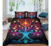 CTJQHVKZ Arbre de Vie Lumineux Drap-Housse Microfibre Impression 3D Racines Colorées Protection Matelas Décoration Chambre Maison Single（135x200cm）