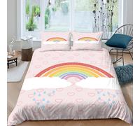 CTJQHVKZ Drap Housse Arc-en-Ciel Nuage Microfibre 3D Imprimé Antidérapant Lavable Protège-Matelas Décor Chambre Appartement Jeune Adulte Single（135x200cm）