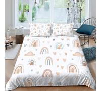 CTJQHVKZ Drap Housse Arc-en-Ciel Nuage Microfibre Impression 3D Motif Cœur Décor Chambre Protège-Matelas Lavable Single（135x200cm）