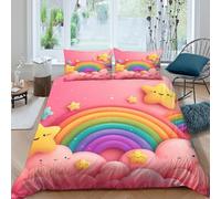 CTJQHVKZ Drap Housse Imprimé 3D Arc-en-Ciel Nuage Microfibre Étoile Protège-Matelas Antidérapant Lavable pour Chambre Étudiant Décoration Single（135x200cm）