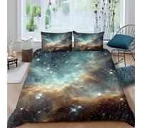 CTJQHVKZ Drap Housse Microfibre imprimé 3D thème Galaxy Starry Sky Cosmic Nebula, Protection Matelas antidérapante, Chambre étudiant Single（135x200cm）