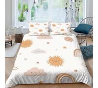 CTJQHVKZ Drap-Housse Microfibre Soleil Nuage Impression 3D Arc-en-Ciel Coloré Matelas Protège-lit Cadeau Chambre Étudiant Maison Single（135x200cm）