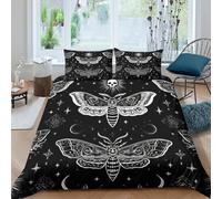 CTJQHVKZ Drap Housse Motif Gothic Moth Noir 3D Printed Microfiber Celestial Bed Cover pour Chambre, Appartement, Cadeau Single（135x200cm）