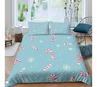 CTJQHVKZ Drap Housse Motif Sucre d'orge Microfibre Impression 3D Flocons de Neige Bed Cover pour Chambre Cadeau Noël Single（135x200cm）