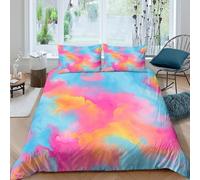 CTJQHVKZ Drap Housse Nuage Arc-en-Ciel Microfibre Impression 3D Housse de Matelas Colorée Décor Chambre Moderne Single（135x200cm）