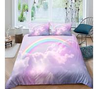 CTJQHVKZ Drap Housse Nuage Arc-en-Ciel Microfibre Impression 3D Protection Matelas Décoration Chambre Étudiant Colocation Facile Single（135x200cm）