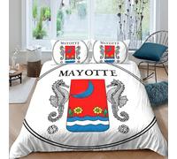 CTJQHVKZ Microfiber Doux Mayotte Blason Drap-Housse 3D imprimé Protection Matelas Décor Chambre Cadeau Maison Mariage Anniversaire Single（135x200cm）