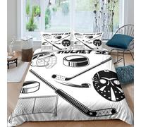 CTJQHVKZ Microfibre Douce Hockey Elements Drap-Housse Impression 3D Masque de Gardien Housse de Matelas pour Chambre Cadeau Single（135x200cm）