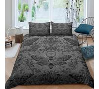 CTJQHVKZ Microfibre Douce imprimée 3D Gothic Moth Noir Forêt Drap Housse Cadeau pour Mariage Anniversaire Chambre Appartement Single（135x200cm）