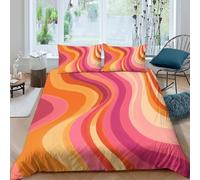 CTJQHVKZ Microfibre Douce imprimée 3D Motif Retro Wave Drap-Housse Orange Rose protège-Matelas Chambre Cadeau Single（135x200cm）