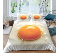 CTJQHVKZ Microfibre Douce imprimée 3D œuf au Plat Housse de Matelas Sunny Side Up Protection lit décor Chambre Cadeau Toutes Occasions Single（135x200cm）