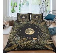 CTJQHVKZ Microfibre Douce Lune Botanique Drap-Housse 3D imprimé Noir Or Cosmogonie Nebuleuse Protection Matelas Cadeau Mariage Nouvelle Maison Single（135x200cm）