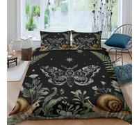 CTJQHVKZ Microfibre Douce Moth Botanique Drap Housse Impression 3D Forêt Noire Escargot Protège-Matelas Cadeau Maison Single（135x200cm）