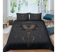CTJQHVKZ Microfibre Douce Noir Gothic Moth Drap-Housse 3D imprimé Papillon Housse de Matelas décorative pour Chambre Cadeau Maison Single（135x200cm）