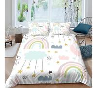 CTJQHVKZ Microfibre Doux Arc-en-Ciel Nuage Drap Housse Impression 3D Décor Chambre Protège-Matelas Anti-Poussière Lavable Cadeau Single（135x200cm）