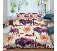 CTJQHVKZ Microfibre Doux Buffalo Désert Drap Housse Impression 3D Soleil Cactus Protège Matelas Décor Chambre Cadeau Single（135x200cm）
