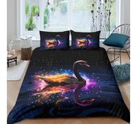CTJQHVKZ Microfibre Doux Cygne Noir Drap-Housse Impression 3D Reflet Galaxie Housse de Matelas pour Chambre dortoir Cadeau déco Facile à Laver Single（135x200cm）