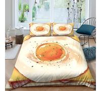 CTJQHVKZ Microfibre Doux Décor Œuf au Plat Drap-Housse Impression 3D Sunny Side Up Housse de Matelas pour Cadeaux Maison Mariage Single（135x200cm）