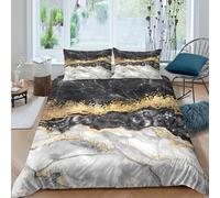 CTJQHVKZ Microfibre Doux Marble Gold Drap Housse Impression 3D Noir Blanc Abstrait Bed Cover pour Cadeau Appartement Chambre Single（135x200cm）