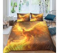 CTJQHVKZ Microfibre Doux Phoenix Ardente Drap-Housse Impression 3D Housse de Matelas Cadeau Maison Chambre Décor Single（135x200cm）