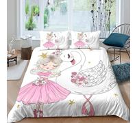 CTJQHVKZ Microfibre Doux Princesse Cygne Drap-Housse 3D Printed Chambre Cadeau Décor Lit pour Mariage Anniversaire Single（135x200cm）