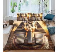 CTJQHVKZ Microfibre Doux Sphinx doré Drap Housse 3D Printed Égypte Couverture de lit pour Cadeau Maison Mariage Anniversaire Single（135x200cm）