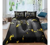 CTJQHVKZ Microfibre Noire éclaboussures Or Drap-Housse Respirant Impression 3D Abstrait Bed Cover pour Cadeau Chambre Maison coloc Single（135x200cm）