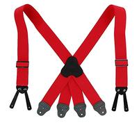 CTM Bretelles élastiques pour homme avec boutons de pompier 5,1 cm, Rouge, taille unique