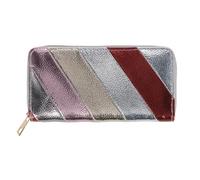 CTM Portefeuille rayé arc-en-ciel en cuir vegan pour femme, Rayures argentées, Taille unique