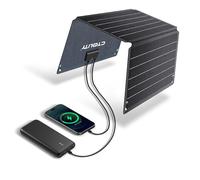 Ctolity Chargeur solaire portable 21 W pour téléphone portable, panneau solaire pliable avec 2 sorties USB C + USB A, petit chargeur solaire compatible avec les téléphones portables, banques