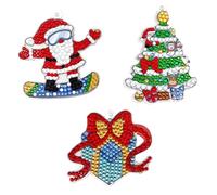 CTOP Kit suspensions Diamond painting - personnage noël - de 6,2 à 7,9 cm - sujet décoration noel pour sapin - à suspendre - père noël cadeaux sapin - broderie perles scintillantes
