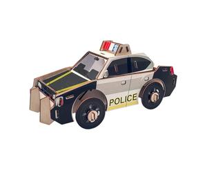 CTOP Maquette en Bois 3D + Stickers - 30 pièces - Voiture de Police - 18,5 x 8,5 x 9,5 cm - véhicule Policier