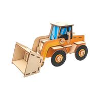 CTOP Maquette en bois 3D + stickers - 50 pièces - tractopelle - 18,5 x 10 x 9,5 cm - camion pelleteuse engins travaux publics