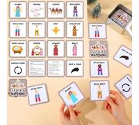 Ctosree Jeu de cartes de mémoire de la Nativité de Noël, jeu de cartes mémoire de concentration chrétienne, cartes éducatives religieuses avec boîte pour fête de Noël, dimanche, école, crèche