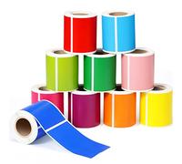 Ctosree Lot de 10 rouleaux d'autocollants rectangulaires colorés - 10 couleurs - Étiquettes autocollantes rectangulaires - Étiquettes de couleurs unies pour organisation d'inventaire, classement des fichiers (5,1 x 7,6 cm)